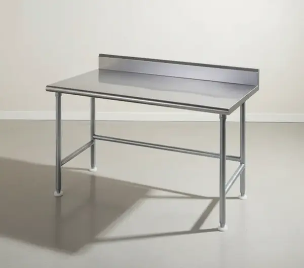 Advance Tabco TKMG-247 Work Table, 16 Gauge Stainless Steel Top with Open Base, Galvanized Steel Legs and 5" Backsplash - 84"W x 24"D x 40.5"H
