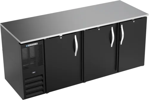 Beverage Air BB78HC-1-F-B Commercial Back Bar Refrigerator – Food-Rated, 3-Door, 79″ Black Exterior