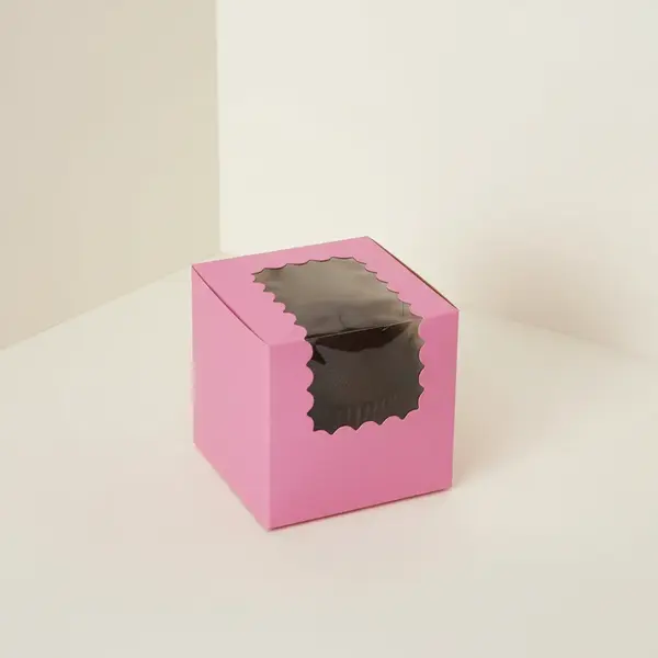 BOXIT CORPORATION 4x4x4 Strawberry Cupcake Bakery Box with Window - 200 Count