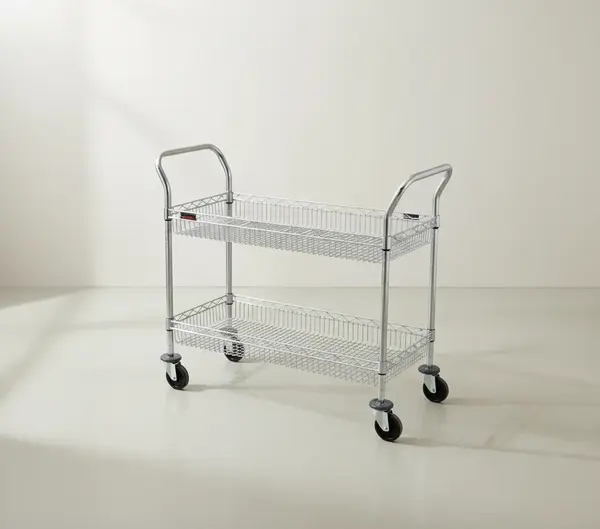 Eagle Group WBC1836C-2B Open Base Chrome 2 Shelf Utility Cart, with 4" casters - 18" x 36" x 4 1/2"