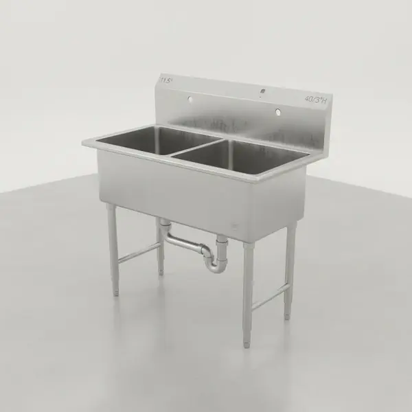 Falcon E2C-18X18-0 Two-Compartment Sink