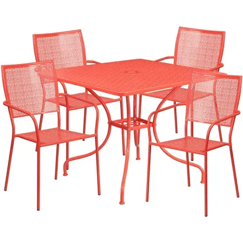 Flash Furniture CO-35SQ-02CHR4-RED-GG