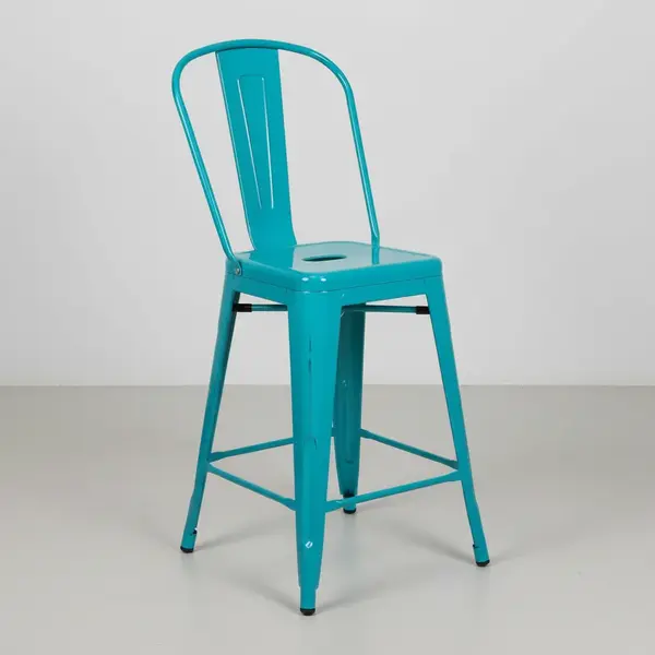 Flash Furniture Bar Stool with Curved Back - Crystal Teal/Blue