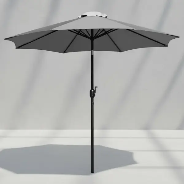 Flash Furniture 9' Gray Patio Umbrella with Crank Lift & Tilt