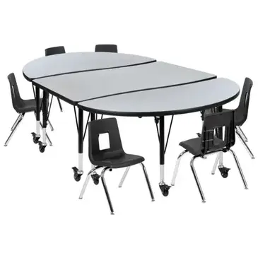 Flash Furniture XU-GRP-12CH-A3048CON-48-GY-T-P-CAS-GG