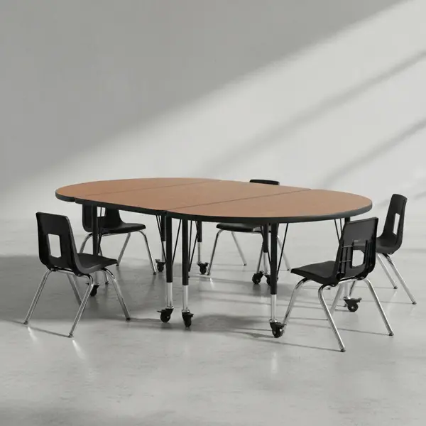 Flash Furniture XU-GRP-12CH-A3048CON-48-OAK-T-P-CAS-GG