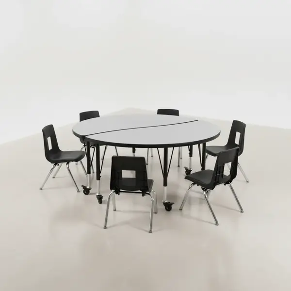 Flash Furniture XU-GRP-12CH-A48-HCIRC-GY-T-P-CAS-GG