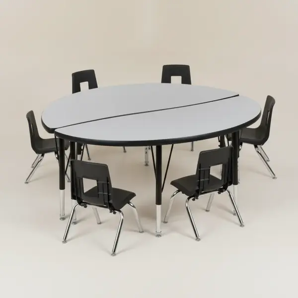 Flash Furniture XU-GRP-12CH-A48-HCIRC-GY-T-P-GG