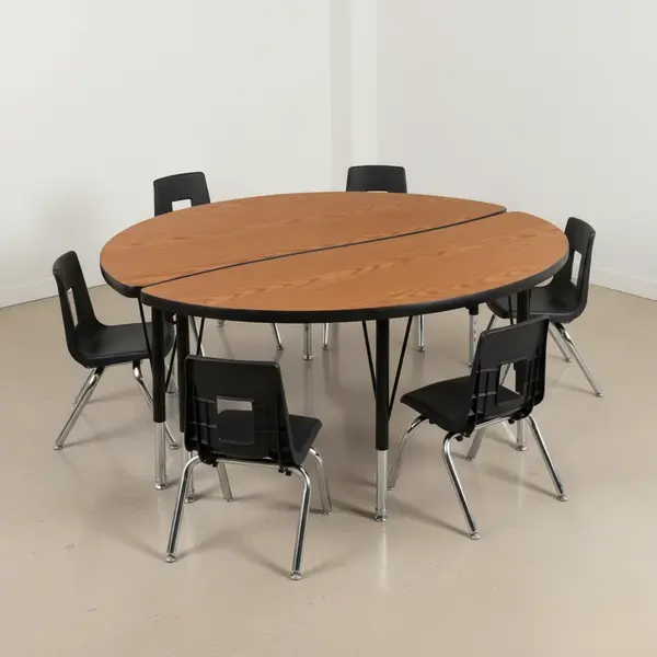 Flash Furniture XU-GRP-12CH-A48-HCIRC-OAK-T-P-GG