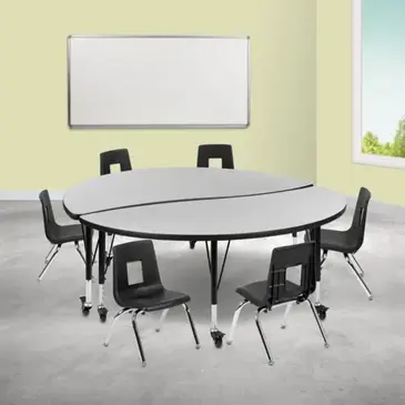 Flash Furniture XU-GRP-12CH-A60-HCIRC-GY-T-P-CAS-GG
