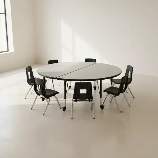 Flash Furniture XU-GRP-12CH-A60-HCIRC-GY-T-P-CAS-GG