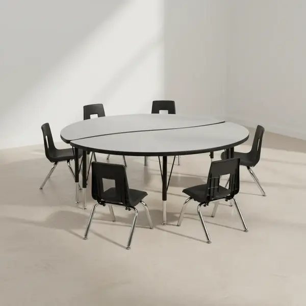 Flash Furniture XU-GRP-12CH-A60-HCIRC-GY-T-P-GG