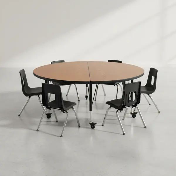 Flash Furniture XU-GRP-12CH-A60-HCIRC-OAK-T-P-CAS-GG