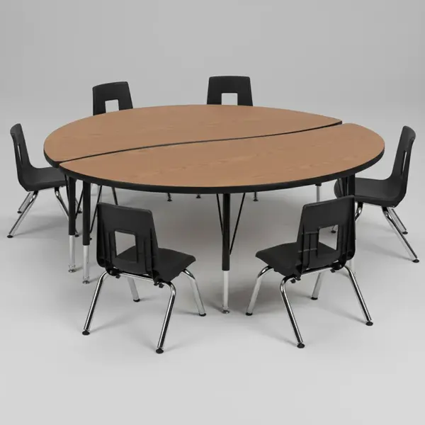 Flash Furniture XU-GRP-12CH-A60-HCIRC-OAK-T-P-GG