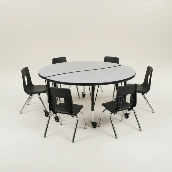 Flash Furniture XU-GRP-14CH-A48-HCIRC-GY-T-P-CAS-GG