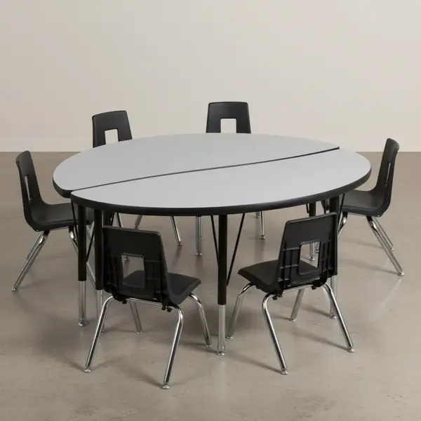 Flash Furniture XU-GRP-14CH-A48-HCIRC-GY-T-P-GG