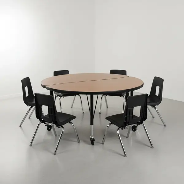 Flash Furniture XU-GRP-14CH-A48-HCIRC-OAK-T-P-CAS-GG