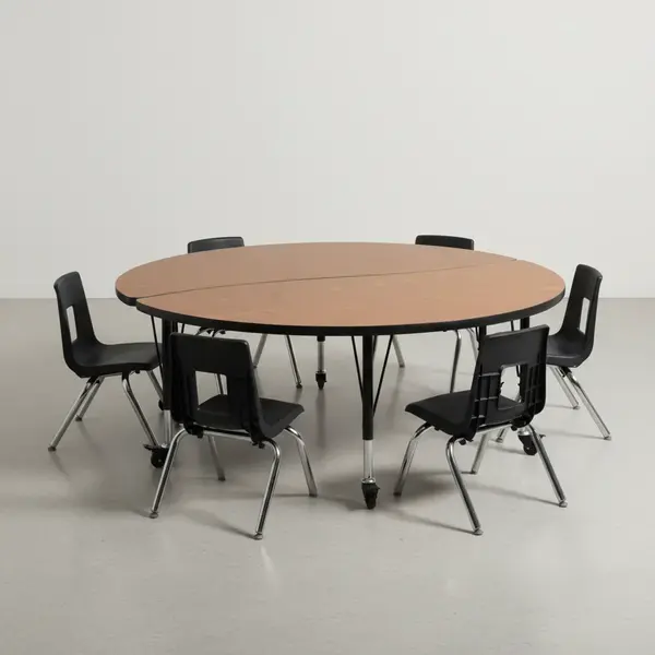 Flash Furniture XU-GRP-14CH-A60-HCIRC-OAK-T-P-CAS-GG