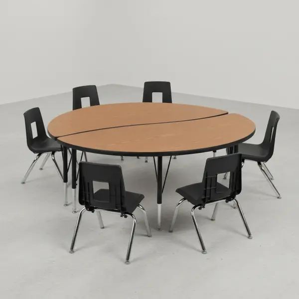 Flash Furniture XU-GRP-14CH-A60-HCIRC-OAK-T-P-GG