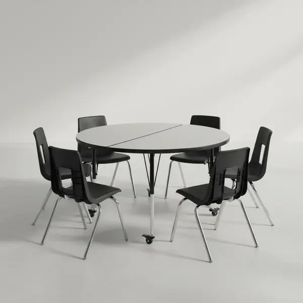 Flash Furniture XU-GRP-16CH-A48-HCIRC-GY-T-A-CAS-GG