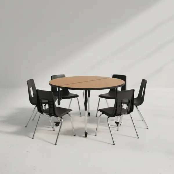 Flash Furniture XU-GRP-16CH-A48-HCIRC-OAK-T-A-CAS-GG