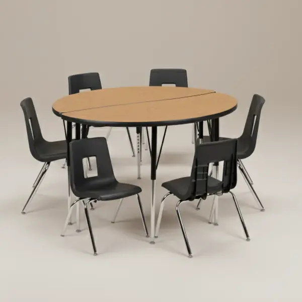 Flash Furniture XU-GRP-16CH-A48-HCIRC-OAK-T-A-GG