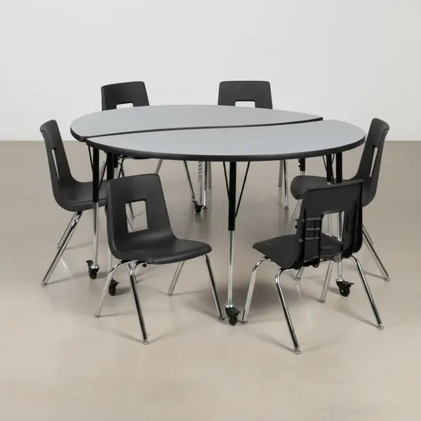 Flash Furniture XU-GRP-16CH-A60-HCIRC-GY-T-A-CAS-GG