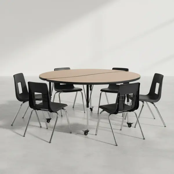 Flash Furniture XU-GRP-16CH-A60-HCIRC-OAK-T-A-CAS-GG