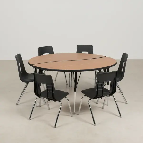 Flash Furniture XU-GRP-16CH-A60-HCIRC-OAK-T-A-GG