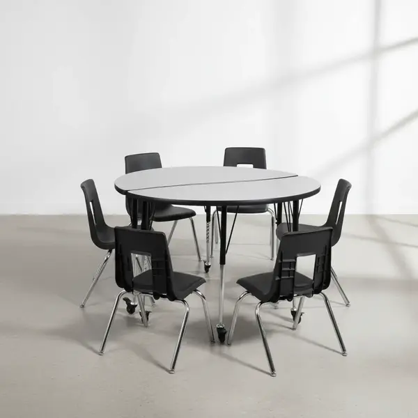 Flash Furniture XU-GRP-18CH-A48-HCIRC-GY-T-A-CAS-GG