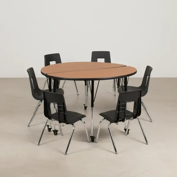 Flash Furniture XU-GRP-18CH-A48-HCIRC-OAK-T-A-CAS-GG