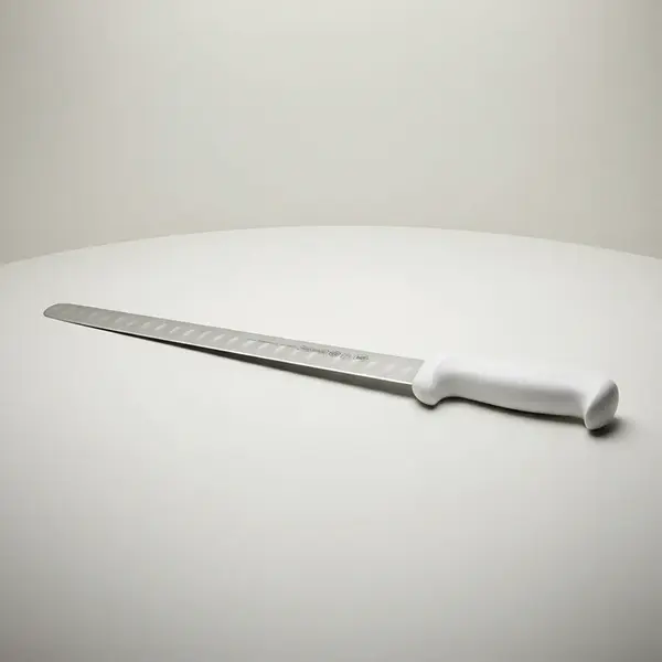 Mundial 12" Slicer with White Handle - Stainless Steel