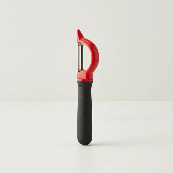 Tablecraft Products Ergonomic Straight Peeler with Firm Grip Handle - 7"