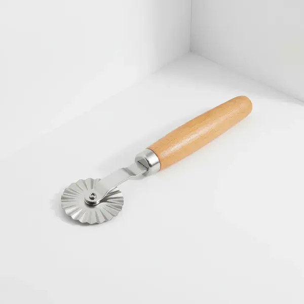 Thermohauser of America Fluted Wheel Pastry Cutter with Wood Handle