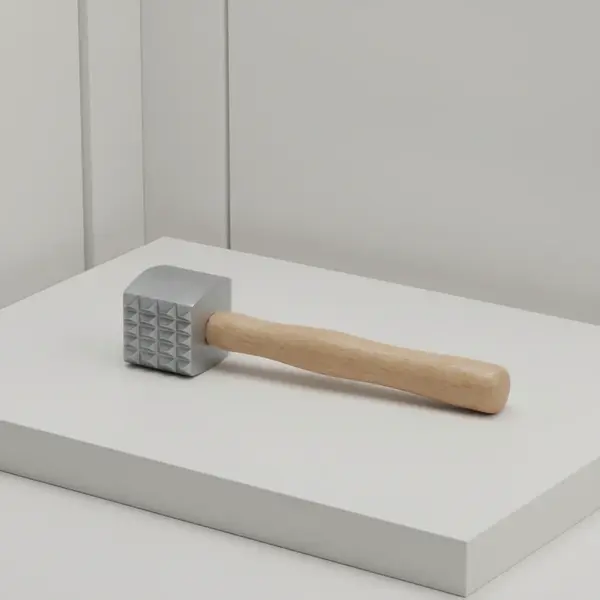 Thunder Group ALMTW001 2-Sided Meat Tenderizer with Wood Handle