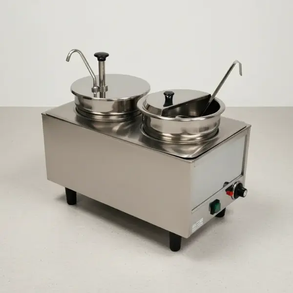 Winco 51073P Benchmark Dual Well Warmer with Pump and Ladle