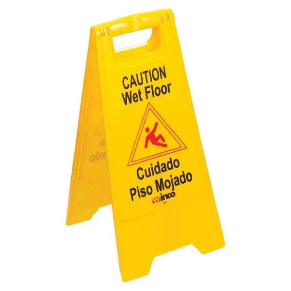 Winco WCS-25 Wet Floor Caution Sign - English/Spanish