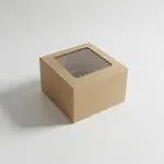 BOXIT CORPORATION 7x7x2.5 Cupcake Box with Window - 4 Cup Mini Kraft