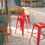 Flash Furniture Red Bar Stool with Backless Design