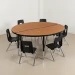 Flash Furniture XU-GRP-12CH-A48-HCIRC-OAK-T-P-GG