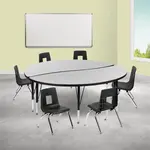 Flash Furniture XU-GRP-12CH-A60-HCIRC-GY-T-P-GG