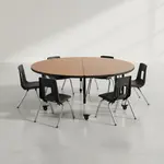 Flash Furniture XU-GRP-12CH-A60-HCIRC-OAK-T-P-CAS-GG