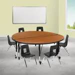 Flash Furniture XU-GRP-12CH-A60-HCIRC-OAK-T-P-CAS-GG