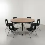 Flash Furniture XU-GRP-14CH-A48-HCIRC-OAK-T-P-CAS-GG