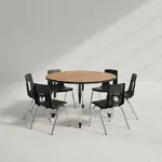 Flash Furniture XU-GRP-16CH-A48-HCIRC-OAK-T-A-CAS-GG