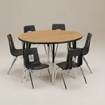 Flash Furniture XU-GRP-16CH-A48-HCIRC-OAK-T-A-GG