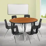Flash Furniture XU-GRP-16CH-A48-HCIRC-OAK-T-A-GG