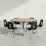 Flash Furniture XU-GRP-16CH-A60-HCIRC-OAK-T-A-CAS-GG