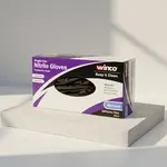 Winco GLN-MB Black Nitrile Disposable Gloves, Medium